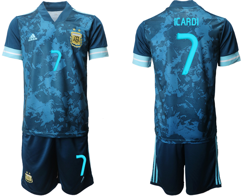 Men 2021 National Argentina away #7 blue soccer jerseys->argentina jersey->Soccer Country Jersey